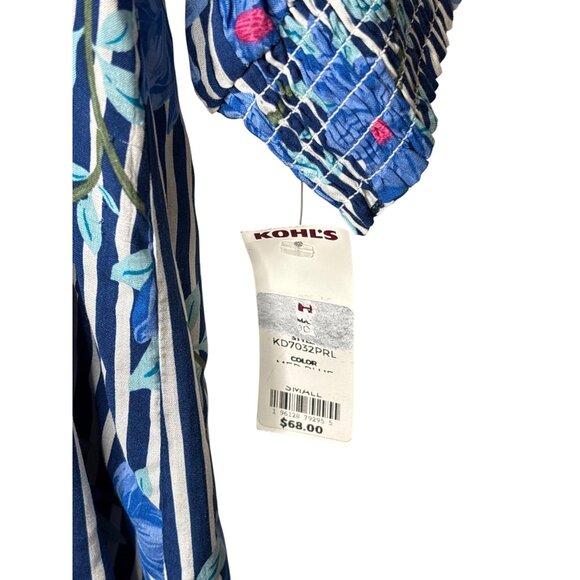 Draper James RSVP Midi Shirt Dress S Shift Striped Floral Lined New Without Belt - Picture 6 of 7